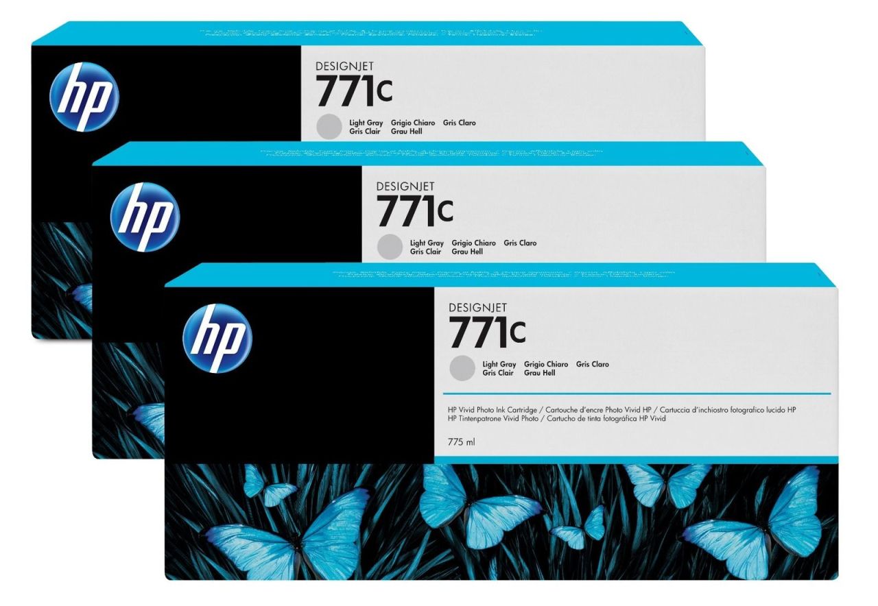 HP 771C B6Y38A Açık Gri Orjinal Kartuş 775ML 3 lü Paket  / HP Designjet Z6200 Kartuş