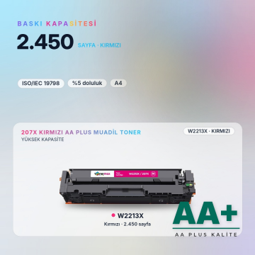 Hp 207X W2213X Kırmızı Muadil Toner AA Plus / Color LaserJet Pro M255 / M282 / M283