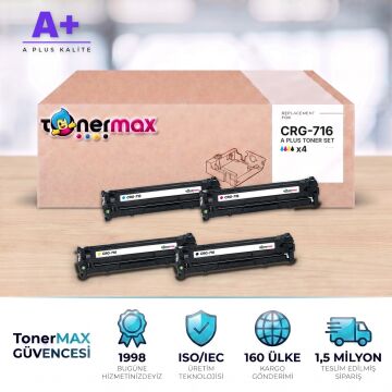 Canon CRG-716 CMYK Muadil Toner Seti A Plus / LBP5050 / LBP5050n / MF8030Cn / MF8040Cn / MF8050Cn / MF8080Cw