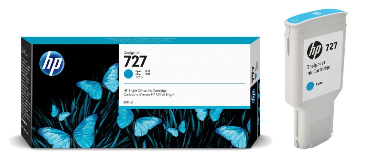 HP 727 F9J76A / T920 / T1500 / T2500 Yüksek Kapasiteli Orjinal Mavi Kartuş