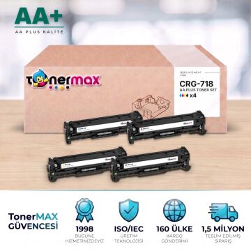 Canon CRG-718 CMYK Muadil Toner Seti AA Plus / LBP7200Cdn / LBP7210Cdn / LBP7660Cdn / LBP7680Cx / MF724Cdw / MF728Cdw / MF729Cx / MF8330Cdn / MF8340Cdn / MF8350Cdn / MF8360Cdn / MF8380Cdw / MF8540Cdn / MF8550Cdn / MF8580Cdw