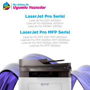 Hp 230A W2300A Muadil Toner Takımı - Çipli / Hp Color LaserJet Pro 4203dn / 4203dw / 4303dw / 4303fdn / 4303fdw