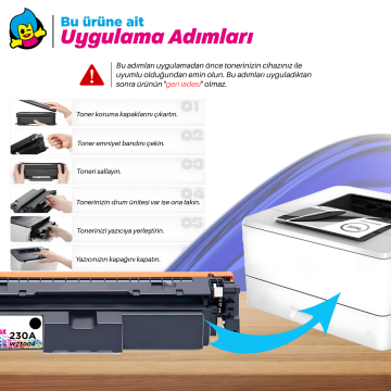Hp 230A W2300A Muadil Toner Takımı - Çipli / Hp Color LaserJet Pro 4203dn / 4203dw / 4303dw / 4303fdn / 4303fdw