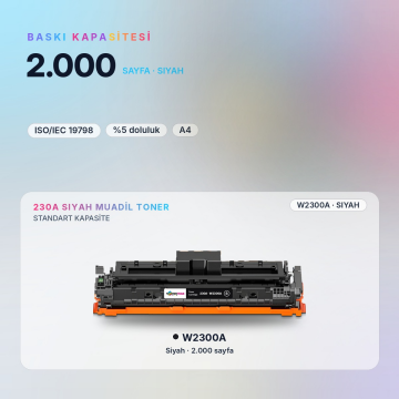 Hp 230A W2300A Muadil Toner Siyah - Çipli / Hp Color LaserJet Pro 4203dn / 4203dw / 4303dw / 4303fdn / 4303fdw