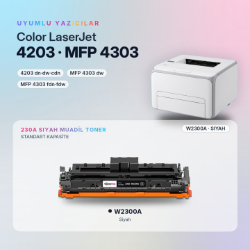 Hp 230A W2300A Muadil Toner Siyah - Çipli / Hp Color LaserJet Pro 4203dn / 4203dw / 4303dw / 4303fdn / 4303fdw