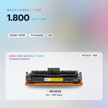 Hp 230A W2302A Muadil Toner Sarı- Çipli / Hp Color LaserJet Pro 4203dn / 4203dw / 4303dw / 4303fdn / 4303fdw