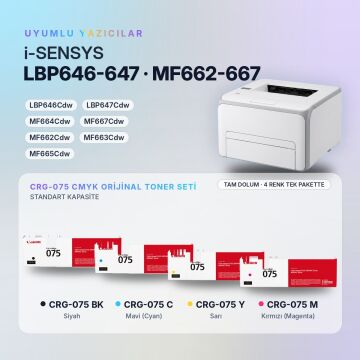 Canon CRG-075 Orjinal Toner Set Avantaj Paket / LBP646Cdw / LBP647Cdw / MF664Cdw / MF667Cdw / MF662Cdw / MF663Cdw / MF665Cdw
