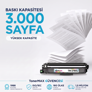 Brother TN-279XL Muadil Toner Siyah- Çipli / DCP-L3560CDW / HL-L3280CDW / MFC- L3760CDW / L8390CDW