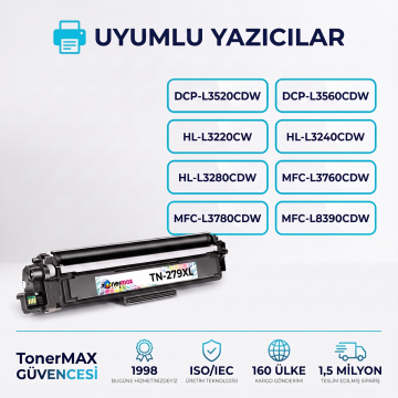Brother TN-279XL Muadil Toner Siyah- Çipli / DCP-L3560CDW / HL-L3280CDW / MFC- L3760CDW / L8390CDW
