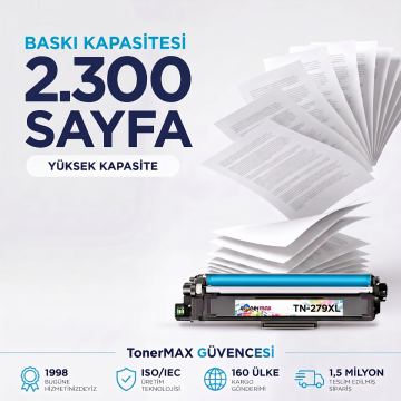 Brother TN-279XL Muadil Toner Mavi- Çipli / DCP-L3560CDW / HL-L3280CDW / MFC-L3760CDW / L8390CDW