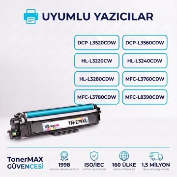 Brother TN-279XL Muadil Toner Mavi- Çipli / DCP-L3560CDW / HL-L3280CDW / MFC-L3760CDW / L8390CDW