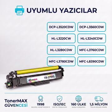 Brother TN-279XL Muadil Toner Sarı- Çipli / DCP-L3560CDW / HL-L3280CDW / MFC-L3760CDW / L8390CDW