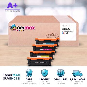 HP 504A Muadil Toner Set - A Plus/ CE250A / CP3520 / CP3525