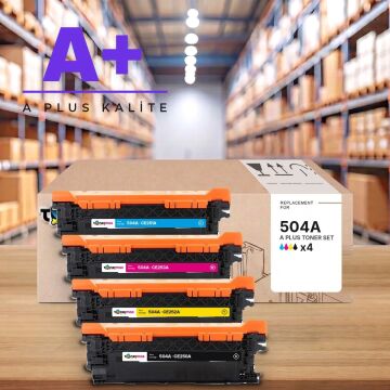 HP 504A Muadil Toner Set - A Plus/ CE250A / CP3520 / CP3525