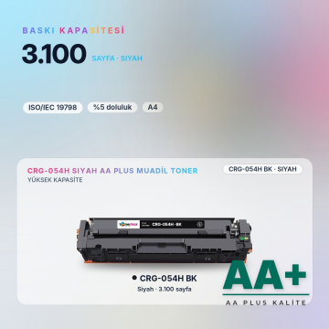 Canon CRG-054H Siyah Muadil Toner AA Plus / LBP621Cw / LBP623Cdw / MF641Cw / MF643Cdw / MF645Cx