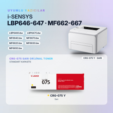 Canon CRG-075 / LBP646Cdw / LBP647Cdw / MF664Cdw / MF667Cdw / MF662Cdw / MF663Cdw / MF665Cdw Sarı Orjinal Toner