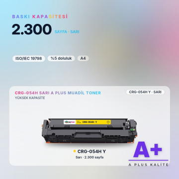 Canon CRG-054H Sarı Muadil Toner A Plus / LBP621Cw / LBP623Cdw / MF641Cw / MF643Cdw / MF645Cx