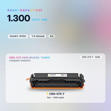Canon CRG-075 Sarı Muadil Toner - Çipli / LBP646Cdw / LBP647Cdw / MF664Cdw / MF667Cdw / MF662Cdw / MF663Cdw / MF665Cdw