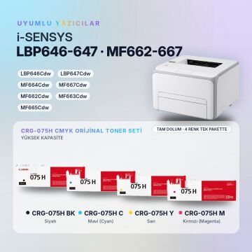 Canon CRG-075H Orjinal Toner Set Avantaj Paket / LBP646Cdw / LBP647Cdw / MF664Cdw / MF667Cdw / MF662Cdw / MF663Cdw / MF665Cdw