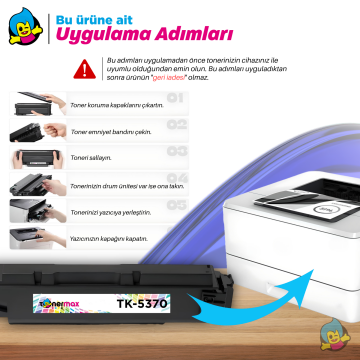 Kyocera TK-5370 Muadil Toner Takım – ECOSYS MA3500cix, MA3500cifx, PA3500cx Yazıcılarla Uyumlu, Çipli