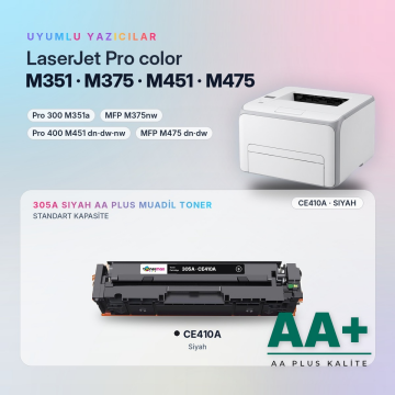Hp 305A CE410A Siyah Muadil Toner AA Plus / LaserJet Pro M351 / M375 / M451 / M475