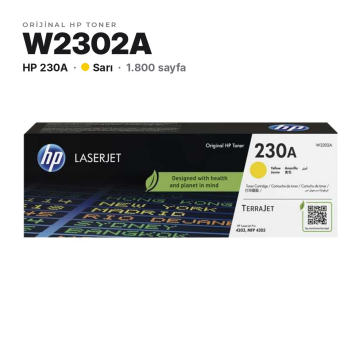 Hp 230A W2302A Orjinal Toner Sarı / Hp Color LaserJet Pro 4203dn / 4203dw / 4303dw / 4303fdn / 4303fdw