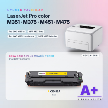 Hp 305A CE412A Sarı Muadil Toner A Plus / LaserJet Pro M351 / M375 / M451 / M475