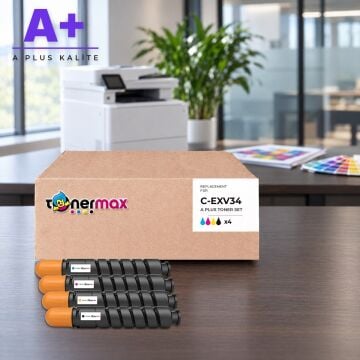 Canon C-EXV34 CMYK Muadil Toner Seti A Plus / iR-ADV C2020 / C2025 / C2030 / C2220 / C2225 / C2230