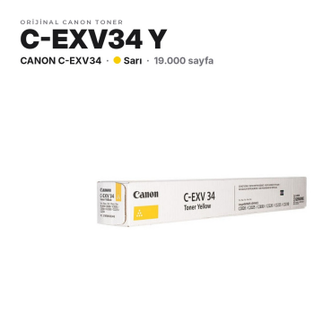 Canon C-EXV34 / iR-ADV C2020 / C2025 / C2030 / C2220 / C2225 / C2230 Sarı Orjinal Toner