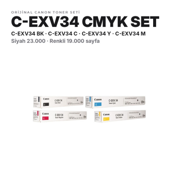 Canon C-EXV34 Orjinal Toner Set Avantaj Paket / iR-ADV C2020 / C2025 / C2030 / C2220 / C2225 / C2230