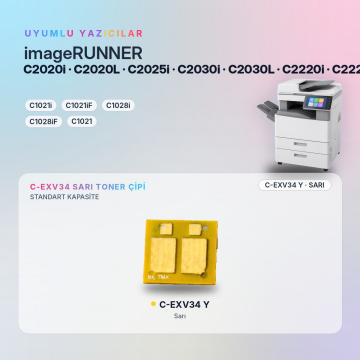 Canon C-EXV34 / iR-ADV C2020 / C2025 / C2030 / C2220 / C2225 / C2230 Sarı Çip