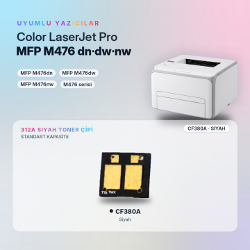Hp 312A CF380A / Color LaserJet Pro MFP M476dn / M476dw / M476nw Siyah Çip