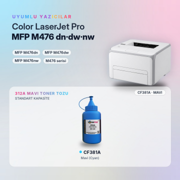 Hp 312A CF381A Toner Tozu Mavi 65GR / Color LaserJet Pro MFP M476dn / M476dw / M476nw