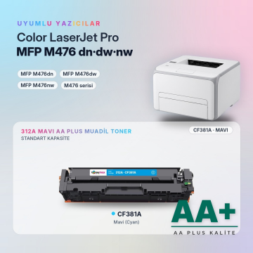 Hp 312A CF381A Mavi Muadil Toner AA Plus / Color LaserJet Pro MFP M476dn / M476dw / M476nw