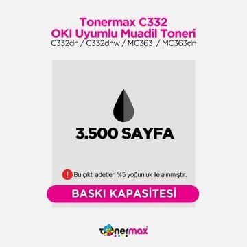 Oki C332 / MC363 Siyah Muadil Toneri