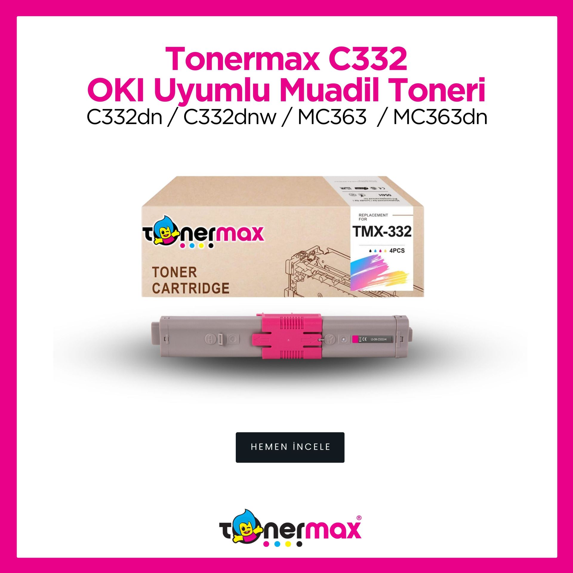 Oki C332 / MC363 Kırmızı Muadil Toneri