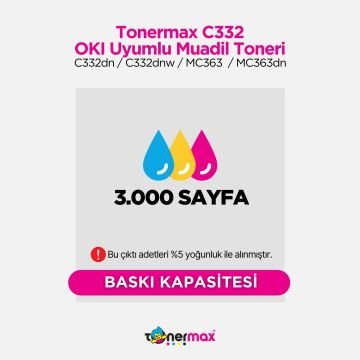 Oki C332 / MC363 Sarı Muadil Toneri