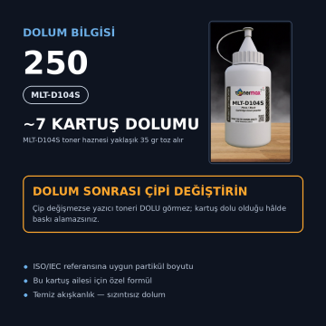 Samsung MLT-D104S Toner Tozu 250GR./ ML-1660 / ML-1665 / ML-1670 / ML-1675