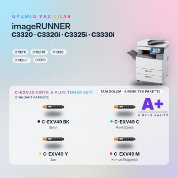 Canon C-EXV49 CMYK Muadil Toner Seti A Plus / iR-ADV C3320 / C3325 / C3330