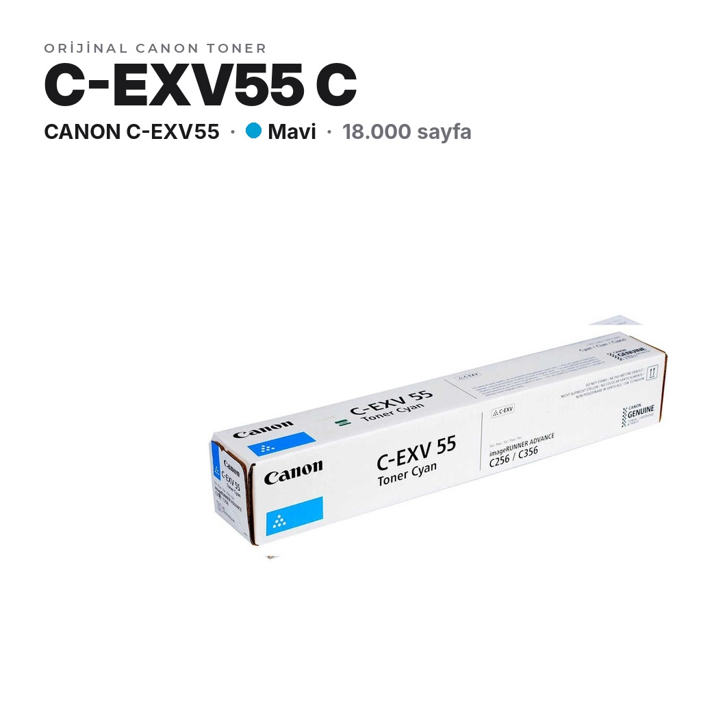 TonerMAX® Canon C-EXV55 Mavi Orijinal Toner