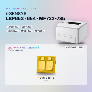 Canon CRG-046H / LBP653Cdw / LBP654Cx / MF732Cdw / MF734Cdw / MF735Cx Sarı Çip