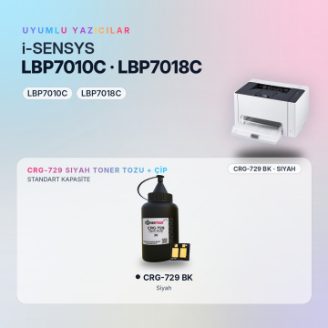 Canon CRG-729 Toner Tozu + Çip Siyah 30GR / LBP7010C / LBP7018C