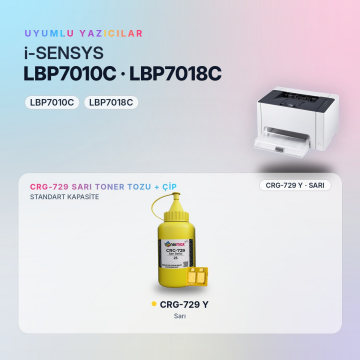 Canon CRG-729 Toner Tozu + Çip Sarı 25GR / LBP7010C / LBP7018C