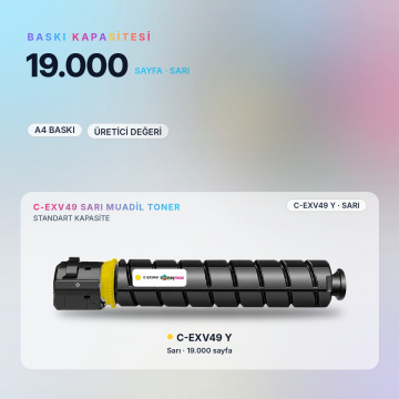 Canon C-EXV49 Sarı Muadil Toner - Çipli / iR-ADV C3320 / C3325 / C3330