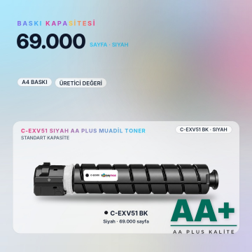Canon C-EXV51 Siyah Muadil Toner AA Plus / iR-ADV C5535 / C5535i / C5540i / C5550i / C5560i