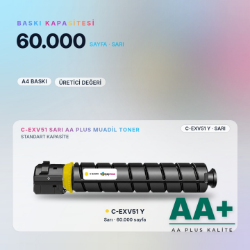 Canon C-EXV51 Sarı Muadil Toner AA Plus / iR-ADV C5535 / C5535i / C5540i / C5550i / C5560i