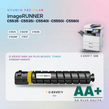 Canon C-EXV51 Sarı Muadil Toner AA Plus / iR-ADV C5535 / C5535i / C5540i / C5550i / C5560i