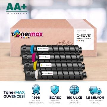 Canon C-EXV51 CMYK Muadil Toner Seti AA Plus / iR-ADV C5535 / C5535i / C5540i / C5550i / C5560i