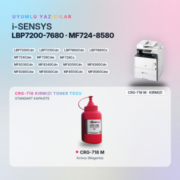 Canon CRG-718 Toner Tozu Kırmızı 65GR / LBP7200Cdn / LBP7210Cdn / LBP7660Cdn / LBP7680Cx / MF724Cdw / MF728Cdw / MF729Cx / MF8330Cdn / MF8340Cdn / MF8350Cdn / MF8360Cdn / MF8380Cdw / MF8540Cdn / MF8550Cdn / MF8580Cdw