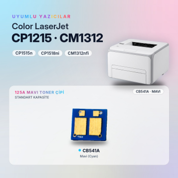 Hp 125A CB541A / Color LaserJet CP1215 / CP1515 / CM1312 Mavi Çip
